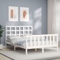 vidaXL Giroletto con Testiera Bianco 4FT Small Double Legno Massello vidaXL Giroletto con Testiera Bianco 4FT Small Double Legno Massello