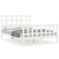 vidaXL Giroletto con Testiera Bianco 4FT Small Double Legno Massello vidaXL Giroletto con Testiera Bianco 4FT Small Double Legno Massello