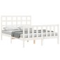 vidaXL Giroletto con Testiera Bianco 4FT Small Double Legno Massello vidaXL Giroletto con Testiera Bianco 4FT Small Double Legno Massello