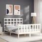 vidaXL Giroletto con Testiera Bianco 4FT Small Double Legno Massello vidaXL Giroletto con Testiera Bianco 4FT Small Double Legno Massello