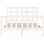 vidaXL Giroletto con Testiera Bianco 4FT Small Double Legno Massello vidaXL Giroletto con Testiera Bianco 4FT Small Double Legno Massello