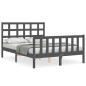 vidaXL Giroletto con Testiera Grigio 4FT Small Double Legno Massello vidaXL Giroletto con Testiera Grigio 4FT Small Double Legno Massello