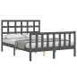vidaXL Giroletto con Testiera Grigio 4FT Small Double Legno Massello vidaXL Giroletto con Testiera Grigio 4FT Small Double Legno Massello