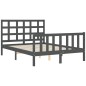 vidaXL Giroletto con Testiera Grigio 4FT Small Double Legno Massello vidaXL Giroletto con Testiera Grigio 4FT Small Double Legno Massello