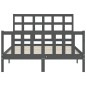 vidaXL Giroletto con Testiera Grigio 4FT Small Double Legno Massello vidaXL Giroletto con Testiera Grigio 4FT Small Double Legno Massello