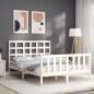 vidaXL Giroletto con Testiera Bianco 140x190 cm in Legno Massello vidaXL Giroletto con Testiera Bianco 140x190 cm in Legno Massello