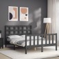 vidaXL Giroletto con Testiera Grigio 140x190 cm in Legno Massello vidaXL Giroletto con Testiera Grigio 140x190 cm in Legno Massello