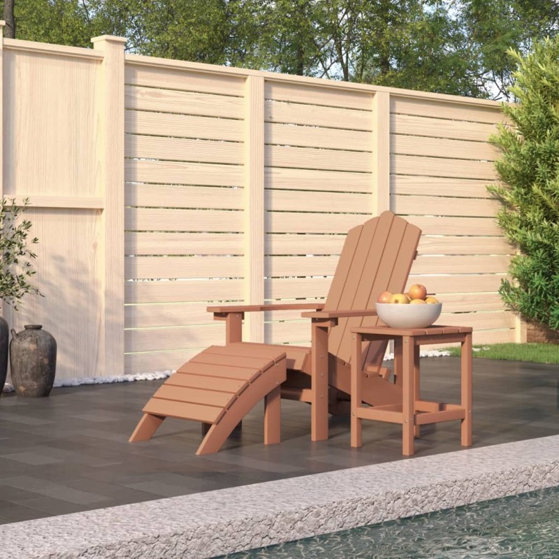 Sedia Giardino con Poggiapiedi e Tavolo Adirondack HDPE Marrone Sedia Giardino con Poggiapiedi e Tavolo Adirondack HDPE Marrone