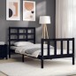 vidaXL Giroletto con Testiera Nero 100x200 cm in Legno Massello