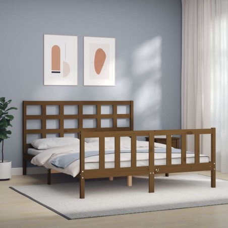 vidaXL Giroletto con Testiera Miele 5FT King Size in Legno Massello