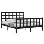 vidaXL Giroletto con Testiera Nero King Size in Legno Massello vidaXL Giroletto con Testiera Nero King Size in Legno Massello