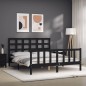 vidaXL Giroletto con Testiera Nero King Size in Legno Massello vidaXL Giroletto con Testiera Nero King Size in Legno Massello