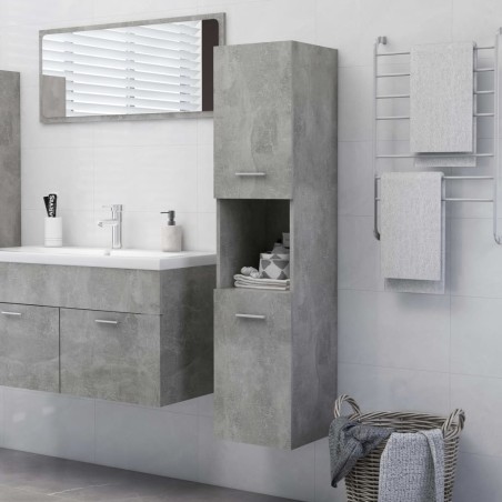 Armadio da Bagno Grigio Cemento 30x30x130 cm in Truciolato