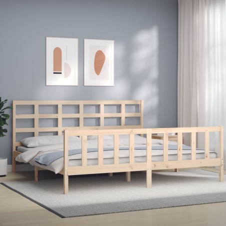 vidaXL Giroletto con Testiera 200x200 cm in Legno Massello