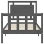 vidaXL Giroletto con Testiera Grigio 2FT6 Small Single Legno Massello vidaXL Giroletto con Testiera Grigio 2FT6 Small Single Legno Massello