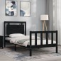 vidaXL Giroletto con Testiera Nero 90x190 cm in Legno Massello vidaXL Giroletto con Testiera Nero 90x190 cm in Legno Massello