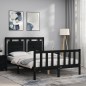 vidaXL Giroletto con Testiera Nero 140x190 cm in Legno Massello