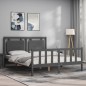 vidaXL Giroletto con Testiera Grigio 5FT King Size in Legno Massello vidaXL Giroletto con Testiera Grigio 5FT King Size in Legno Massello