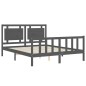 vidaXL Giroletto con Testiera Grigio 5FT King Size in Legno Massello vidaXL Giroletto con Testiera Grigio 5FT King Size in Legno Massello