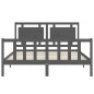 vidaXL Giroletto con Testiera Grigio 5FT King Size in Legno Massello vidaXL Giroletto con Testiera Grigio 5FT King Size in Legno Massello