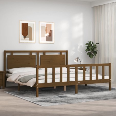 vidaXL Giroletto con Testiera Miele 180x200 cm in Legno Massello