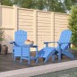 Sedie Giardino Poggiapiedi e Tavolo Adirondack HDPE Blu Acqua Sedie Giardino Poggiapiedi e Tavolo Adirondack HDPE Blu Acqua