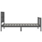 vidaXL Giroletto con Testiera Grigio 90x190 cm in Legno Massello vidaXL Giroletto con Testiera Grigio 90x190 cm in Legno Massello