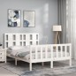 vidaXL Giroletto con Testiera Bianco Small Double Legno Massello vidaXL Giroletto con Testiera Bianco Small Double Legno Massello