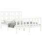 vidaXL Giroletto con Testiera Bianco Small Double Legno Massello vidaXL Giroletto con Testiera Bianco Small Double Legno Massello