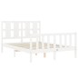 vidaXL Giroletto con Testiera Bianco Small Double Legno Massello vidaXL Giroletto con Testiera Bianco Small Double Legno Massello