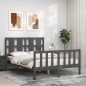 vidaXL Giroletto con Testiera Grigio 4FT Small Double Legno Massello vidaXL Giroletto con Testiera Grigio 4FT Small Double Legno Massello