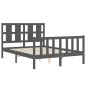 vidaXL Giroletto con Testiera Grigio 4FT Small Double Legno Massello vidaXL Giroletto con Testiera Grigio 4FT Small Double Legno Massello