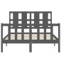 vidaXL Giroletto con Testiera Grigio 4FT Small Double Legno Massello vidaXL Giroletto con Testiera Grigio 4FT Small Double Legno Massello