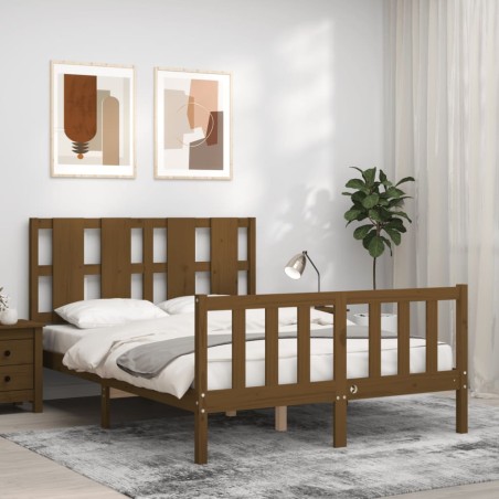 vidaXL Giroletto con Testiera Miele 4FT Small Double in Legno Massello