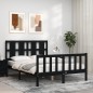 vidaXL Giroletto con Testiera Nero 140x190 cm in Legno Massello vidaXL Giroletto con Testiera Nero 140x190 cm in Legno Massello