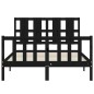 vidaXL Giroletto con Testiera Nero 140x190 cm in Legno Massello vidaXL Giroletto con Testiera Nero 140x190 cm in Legno Massello