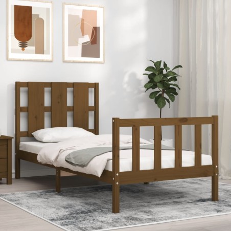 vidaXL Giroletto con Testiera Miele 100x200 cm in Legno Massello