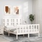 vidaXL Giroletto con Testiera Bianco 120x200 cm in Legno Massello vidaXL Giroletto con Testiera Bianco 120x200 cm in Legno Massello