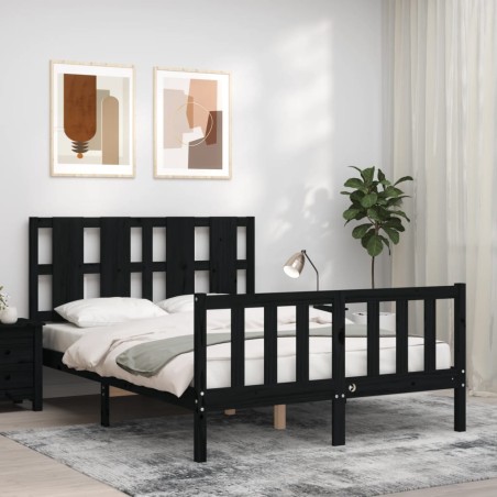 vidaXL Giroletto con Testiera Nero 120x200 cm in Legno Massello