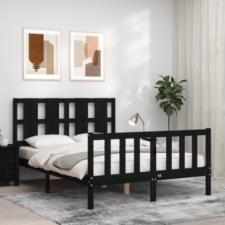 vidaXL Giroletto con Testiera Nero 140x200 cm in Legno Massello