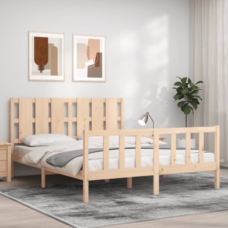 vidaXL Giroletto con Testiera 5FT King Size in Legno Massello