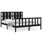 vidaXL Giroletto con Testiera Nero King Size in Legno Massello vidaXL Giroletto con Testiera Nero King Size in Legno Massello
