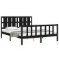 vidaXL Giroletto con Testiera Nero King Size in Legno Massello vidaXL Giroletto con Testiera Nero King Size in Legno Massello