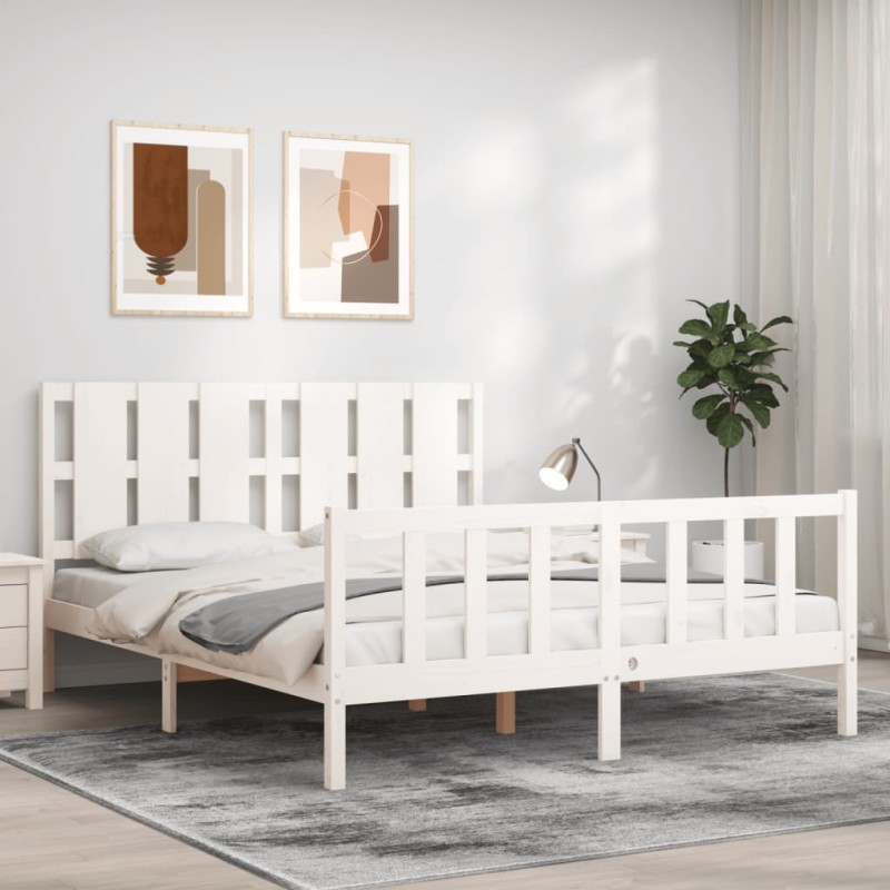 vidaXL Giroletto senza Materasso Bianco 160x200 cm Legno Massello Pino vidaXL Giroletto senza Materasso Bianco 160x200 cm Legno Massello Pino