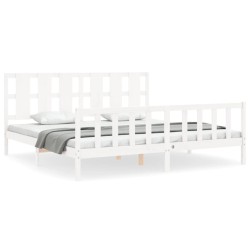 vidaXL Giroletto con Testiera Bianco 200x200 cm in Legno Massello