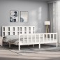 vidaXL Giroletto con Testiera Bianco 200x200 cm in Legno Massello vidaXL Giroletto con Testiera Bianco 200x200 cm in Legno Massello