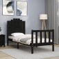 vidaXL Giroletto con Testiera Nero 2FT6 Small Single in Legno Massello vidaXL Giroletto con Testiera Nero 2FT6 Small Single in Legno Massello