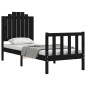 vidaXL Giroletto con Testiera Nero 2FT6 Small Single in Legno Massello vidaXL Giroletto con Testiera Nero 2FT6 Small Single in Legno Massello