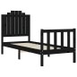 vidaXL Giroletto con Testiera Nero 2FT6 Small Single in Legno Massello vidaXL Giroletto con Testiera Nero 2FT6 Small Single in Legno Massello