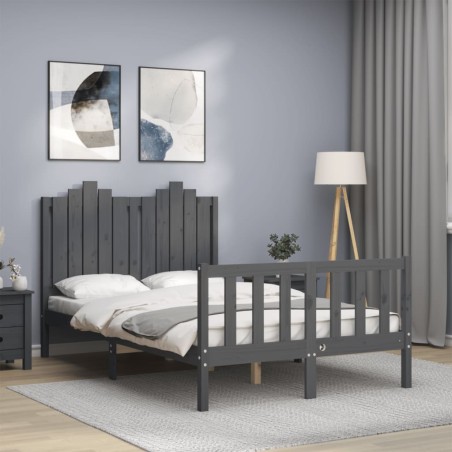 vidaXL Giroletto con Testiera Grigio 4FT Small Double Legno Massello